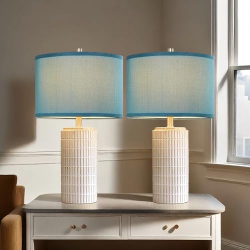 AIEAMPDO 23" Modern Ceramic Nightstand Table Lamps Set of 2,