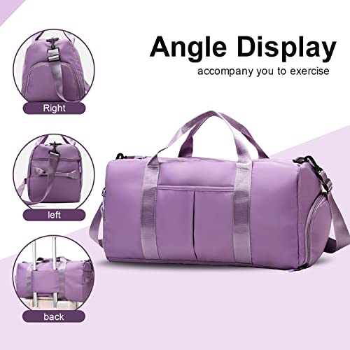 ZGWJ Sports Gym Bag with Wet Pocket & Shoes Compartment, Waterproof Shoulder Weekender Bag for Women and Men Swim Sports Travel Gym Bag Lightweight and easy Carry on Purple3