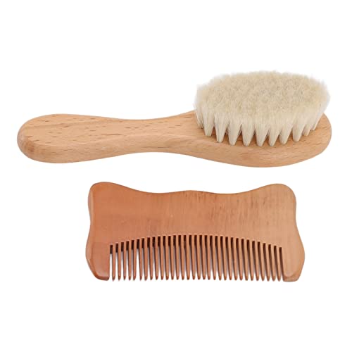 TOOLSGO Wooden Baby Hair Brush and Comb Set for Newborn Baby Bathing Wooden Comb Wool Brush Men Oil Head Style Beard Brush