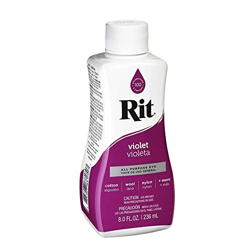 Rit Dye Liquid Violet All-Purpose Dye (8oz) - Pixiss Tie Dye Kit and Accessories Set Bundle with Rubber Bands, Gloves, Funnel and Squeeze Bottle - Tie Dye Party Supplies