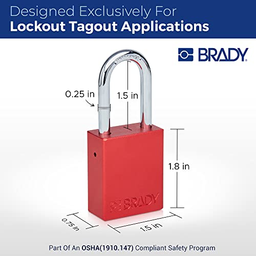 Brady Safety Lockout Padlock Sets - 12 Pack - Red - Keyed Different Safety Lockout Padlocks - 2 Keys Per Lock - SDAL-RED-38ST-KD12 by Brady - Image 4