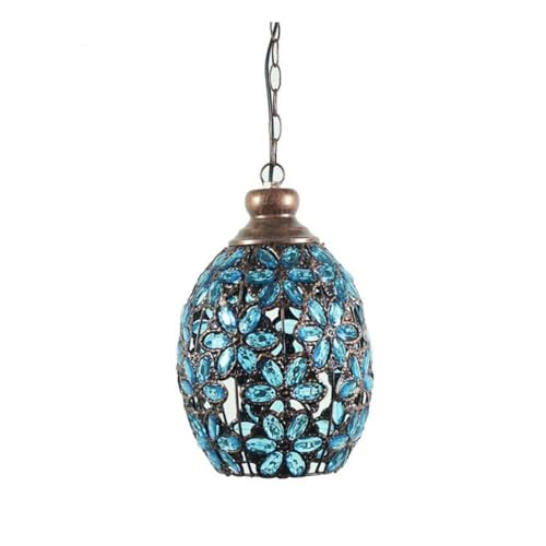 Lampe suspendue vintage en verre et métal au design bohème pour salon