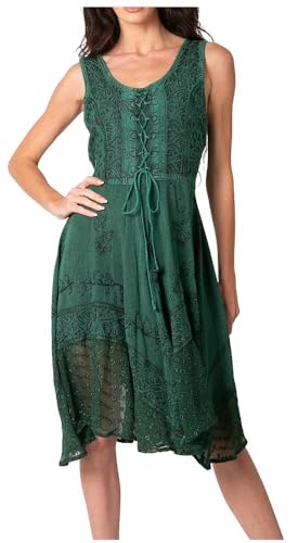 Image of Sakkas Magdilena Stonewashed Corset Front Embroidered Dress