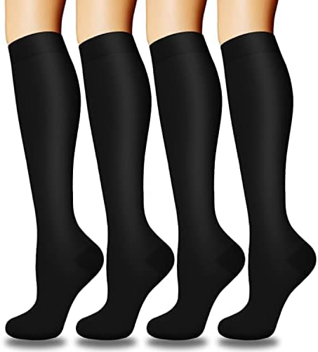 Aoliks 4 Pairs Compression Socks for Women & Men Circulation 15-20 mmHg - Best Support for Nurses, Running(L/XL)