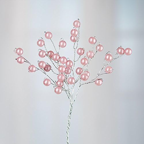 Factory Direct Craft Artificial Pink Pearl Bead Wired Sprays | 4 Sprays | for Corsages and Accenting