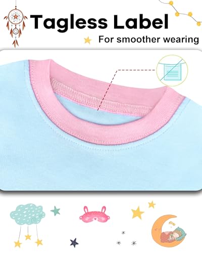 DAUGHTER QUEEN Girls Summer Pajamas Set 4 Pieces 100% Cotton Sleepwear Size 18 Months-12 Years2