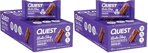 Image of Quest Nutrition Bake Shop, Chocolate Brownies, 10g Protein, 2g Net Carbs, 1g Sugar, Protein Snack, (Pack of 20)