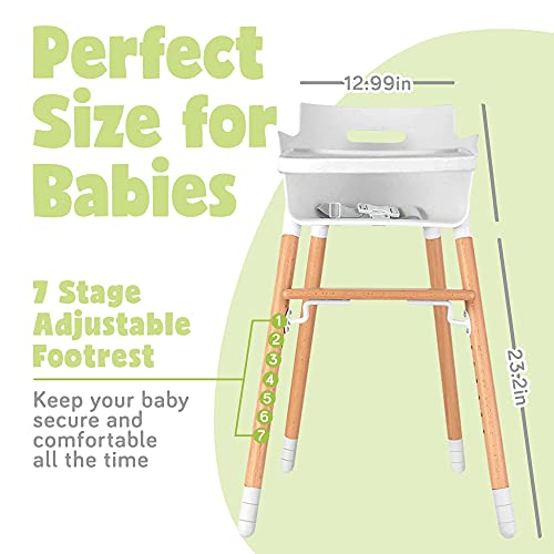 Ashtonbee Wooden High Chair For Babies And Toddlers, Sturdy Baby Highchairs, Baby Feeding Chair With Adjustable Wooden Chair Legs, Removable Tray, And Harness #TOP5