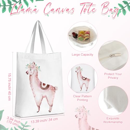 2 Pcs Llama Gifts for Christmas Women Cute Animal Lover Gifts Include Canvas Tote Bag and Makeup Bag Just a Girl Who Loves Llamas Gift for Sister Friends2