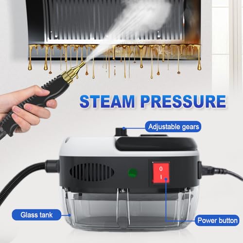 Image of Portable High Pressure Steam Cleaner, 2500W Handheld High-Temperature Pressurized Steam Cleaner, 10s Fast Heat-Up & 6-Level Steamer for Home Kitchen & Car Deep Cleaning (Red)