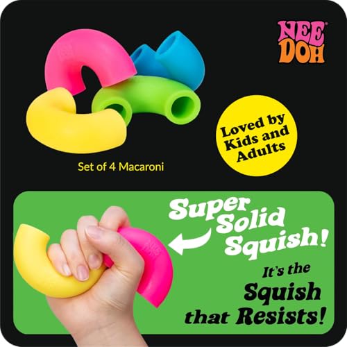 Image of Schylling NeeDoh Mac 'N' Squeeze - Sensory Squeeze Toy - Contains 4 Squishy Noodles - 3 inch Wide - Color May Vary (Pack of 1)