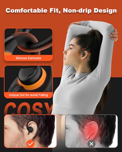 Image of Jzones Open Ear Headphones Wireless Bluetooth 5.3, Open Ear Earbuds with Dual 16.2mm Dynamic Drivers 60 Hours Playtime Waterproof Sport Earbuds for Android iPhone TV,Black