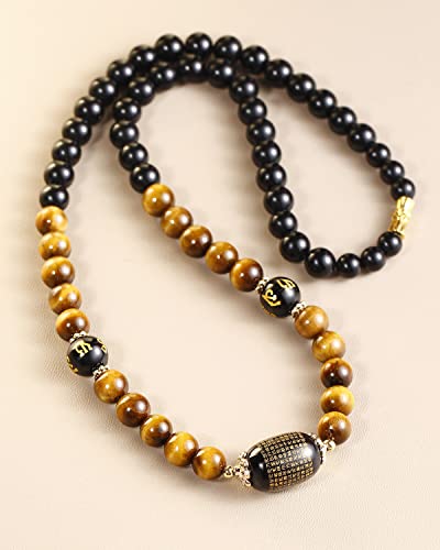 Jewever Feng Shui Black Obsidian with Tiger Eye Necklaces for Women Men’s Necklace Healing Crystals Amulet Bring Good Luck and Wealth4