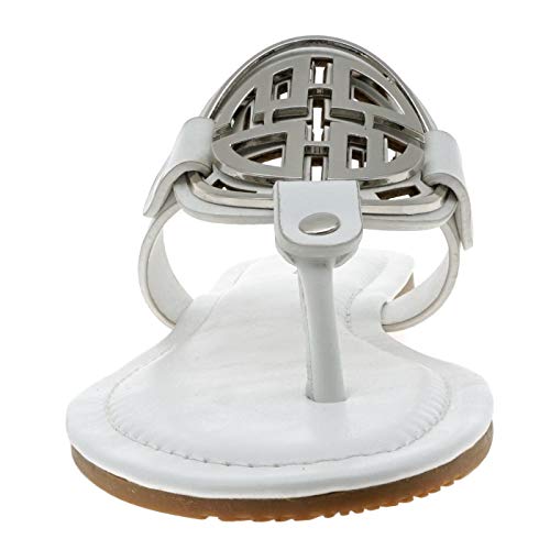Image of Pierre Dumas Women's Medallion Vegan Slide Thong Flip Flop Flat Sandal