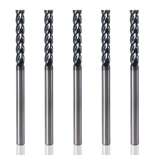 Image of Carbide Square End Mill Set, 5Pcs 4 Flute 1 /4 inch Cutting Diameter,1-1 /2 inch Thread Deep, 4 inch Overall Length, Micro Grain Carbide Mill Bits for Alloy Steels /Hardened Steels