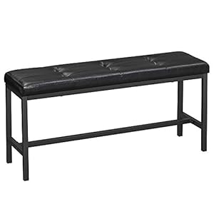 VASAGLE Eetkamerbank, gestoffeerde bank, keukenbank, 108 x 32,5 x 48 cm, PU-afdekking, stalen frame, voor eetkamer…