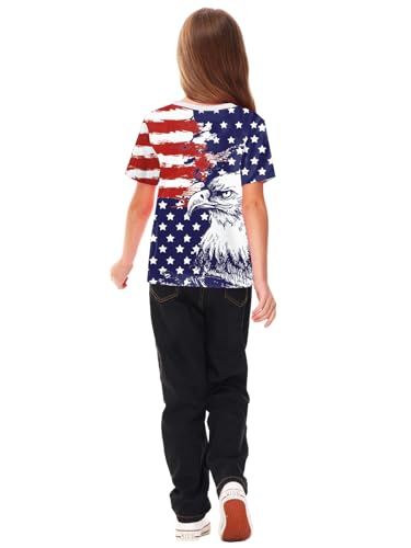 Image of Deerose Kids Striped Shirts Short Sleeve Boy Girls July 4th Patriotic Tee Top 3-14 Years