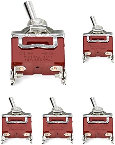 QWORK 5Pcs High Performance Car Rocker Toggle Switch, Premium Copper Toggle Switch ON-OFF 2 Position 2 Pins for Car Truck Boat (15A 250VAC / 20A 125VAC)