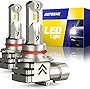 9005 LED Headlight Bulbs 6000K White, AUTOONE 14000LM 300% Brighter 9005 LED Bulb for High Beam Low Beam, Non-Polarity Mini Size Wireless Plug and Play CANBUS Ready HB3 LED Headlight Bulb, Pack of 2