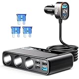 JOYROOM 210W 9 in 1 シガレットライタースプリッター シガーソケット 増設 3連 【PD 36W&QC 3.0 * 2 急速充電対応・ケーブル長さ1m】12V/24V カーチャージャー 独立スイッチ搭載 電圧計付きiPhone/Samsung/Galaxy/iPad/ノートパソコン 全ての車載デバイスに対応