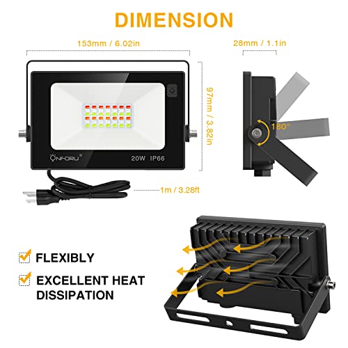 Onforu 2 Pack Rgb Led Flood Light Outdoor 160W Equivalent, Diy Color Changing Stage Lights With Remote, Ip66 Uplights Indoor, Landscape Floor Spotlights, Outdoor Uplighting For Party Wall Wash, Timing #TOP7