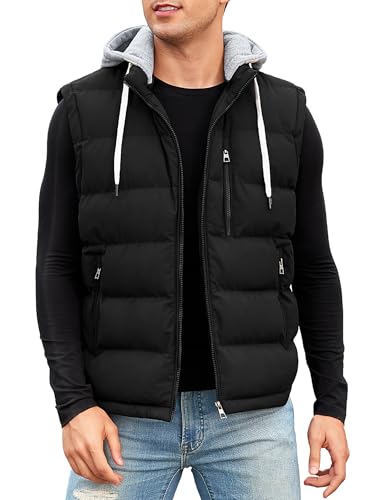 Vancavoo Weste Herren Winter Steppweste mit Kapuze Leicht Winterweste Outdoor Daunenweste Ärmellose Jacke Gilet Sportweste Übergangsjacke Herren-westen,Schwarz,M Vancavoo Weste Herren Winter Steppweste mit Kapuze Leicht Winterweste Outdoor Daunenweste Ärmellose Jacke Gilet Sportweste Übergangsjacke Herren-westen,Schwarz,M