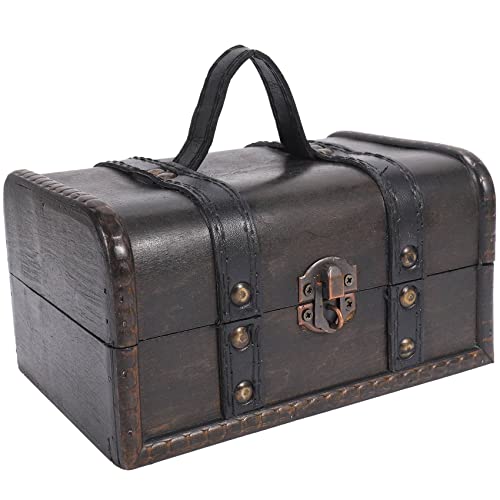 Pesfehhy Retro skrzynia skarbów vintage drewniane pudełko do przechowywania w antycznym stylu organizer na biżuterię do szafy pudełko na biżuterię pudełko na drobiazgi hasło
