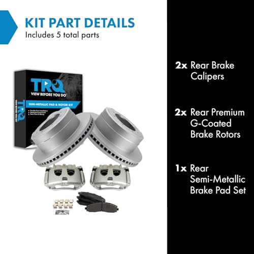 Image of TRQ Rear Brake Pad, Caliper, & Rotor Kit Semi-Metallic Compatible with 2013-2019 Ford F-350 Super Duty 2013-2014 F-450 Super Duty