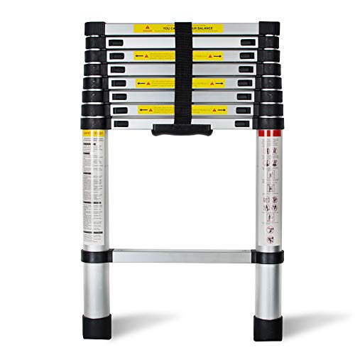 Aluminum Telescoping Extension Ladder Telescopic Ladder Multi Purpose Ladder, 330 Pound Capacity (8.5 Feet)