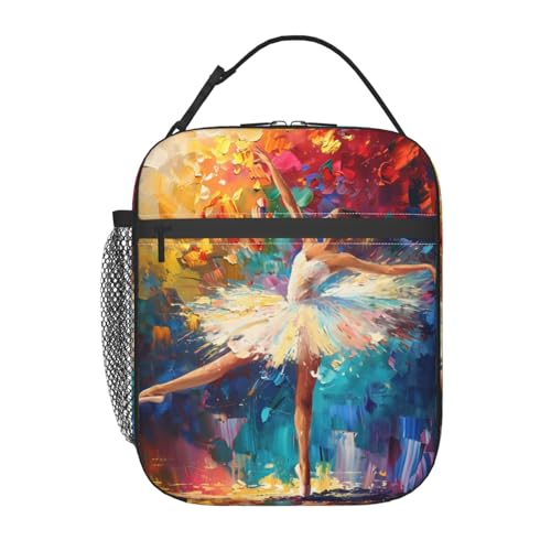 SIUKUS Insulated Lunch Box for Kids Boys Girls, Reusable Lunch Bag for School, Office, Work, Picnic, Travel, Ballerina Lunch Box