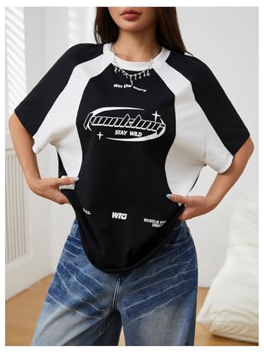 SOLY HUX Women's Graphic Tees Y2k Oversized T Shirt Jersey Streetwear Shirts Vintage Summer Tops3