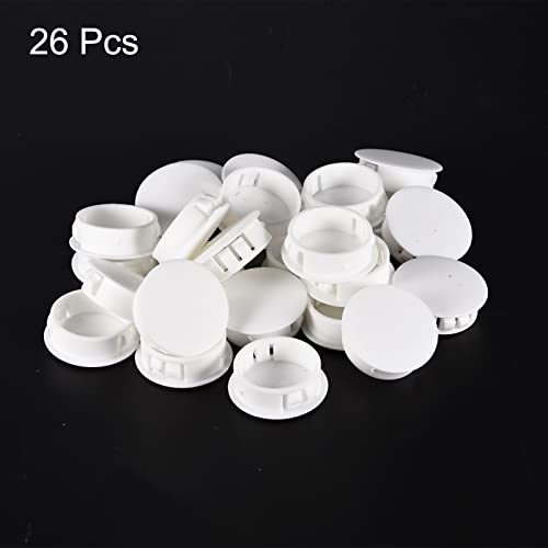 Image of uxcell 1-11 /64 inch Plastic Hole Plugs, 26Pcs Flush Type Panel Round Snap in Fastener Knockout Locking Plugs for Furniture Insert End Caps Panels, White