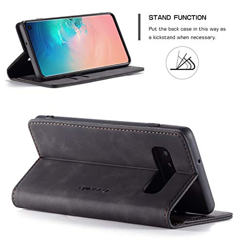 Samsung Galaxy S10 Case,Samsung Galaxy S10 Wallet Case, Magnetic Stand Flip Protective Cover Leather Flip Cover Purse Style With Id & Credit Card Slots Holder Case For Samsung Galaxy S10 (Black) #TOP3