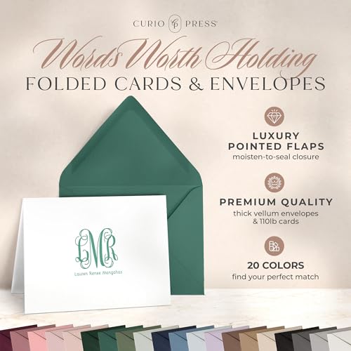 Curio Press Personalized Stationery Note Cards With Curly Script 3 Letter Monogram Initials & Name thumb #1