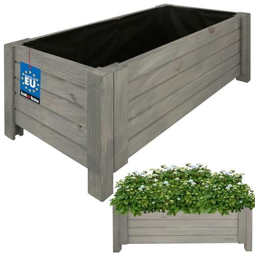 KOTARBAU® Jardinière Extérieur - Bois de Pin Imprégné - 79 x 39 x 30 cm - Anthracite - Jardiniere sur Pieds - Bac à Fleurs Rectangulaire - Grande...