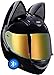 Casco Moto Cat Ears Bluetooth Cat Ears Uomo Donna Cool Cute Casco Integrale Moto Certificato ECE Street Racing Visiera Ribaltabile Casco Motocross Con Visiera C,M=54-56CM