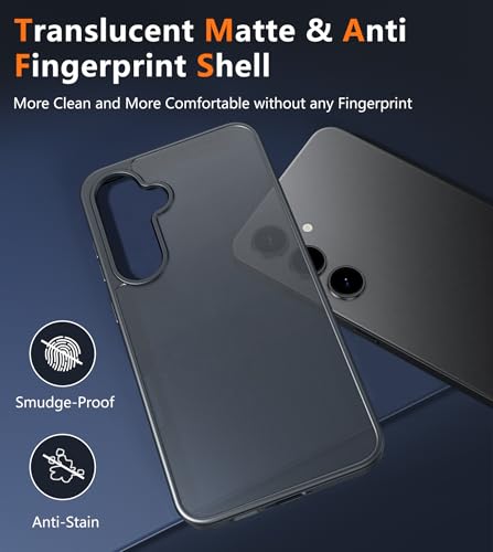 Image of FNTCASE for Samsung Galaxy S24-FE Case: Matte Textured Military Grade Drop Protection Translucent Cell Phone Cover - Slim Rugged Durable Shockproof Protective Bumper Cases, 6.7 inch (Matte-Black)