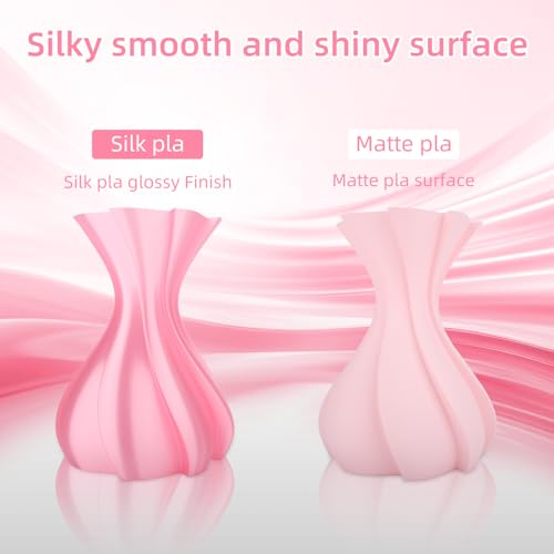 Image of 3DHoJor Silk PLA Filament 1.75mm, PLA Filament 1.75mm Silk Shiny 3D Printer Filament, 1kg Cardboard Spool (2.2lbs), Dimensional Accuracy + /- 0.03 mm, Fit Most FDM Printer（Pink）