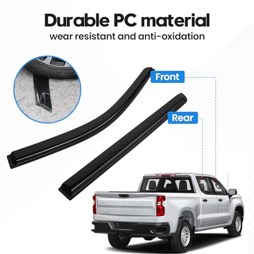 Image of Silverado Rain Guards - Window Visors for 2019-2025 2026 Chevrolet Chevy Silverado /GMC Sierra 1500 Crew Cab, Out-Channel Side Window Rain Guards for Silverado Accessories, 4PCS, Black