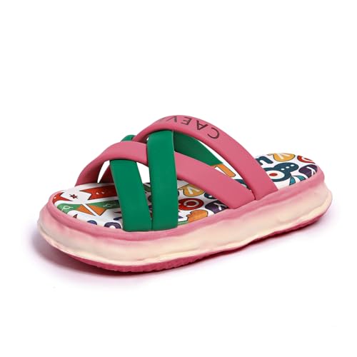 Women's thick bottom cross strap slippers, synthetic leather non-slip wear-resistant sole, cartoon graffiti printing insole, comfortable and casual summer open toe platform sandals