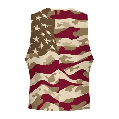 U.S Flag with Desert Camouflage Men's Suit Vest Slim Fit Business Dress Party Pattern Waistcoat Vest Top4