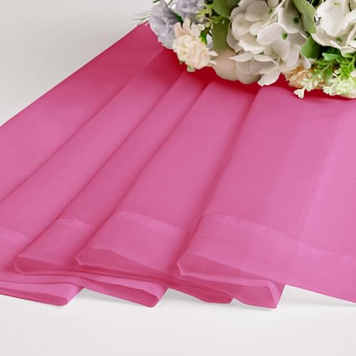 Image of OWENIE Hot Pink Sheer Curtains for Bedroom Living Room 96 Inches Long 2 Panels Set, Soft Solid Light Filtering Clear Sheer Ceiling to Floor for Large Window, 2Pcs, Each 42 inch W x 96 inch L, Hot Pink