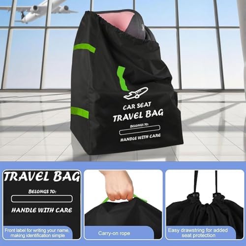 MYLEUS Durable Car Seat Travel Bag for Airplane & Stroller Bag - Large Tear & Water Resistant Gate Check Bag, Fits Convertible Car Seats or Double Strollers, Padded Easy Carry Protector for Air Travel - 2