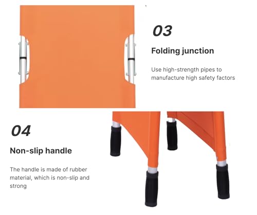 Image of Foldable Stretcher Mported Stretcher For Patient Shifting Portable Stretcher For Emergency Hospital Use Waterproof Stretcher With Safety Belt Transport Stretcher With Bag (Aluminium), Orange