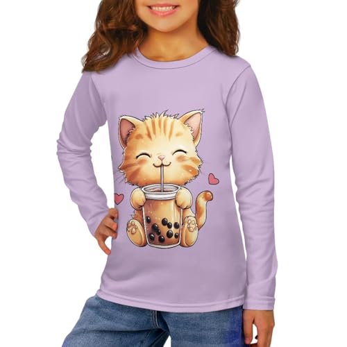 Image of Girls Long Sleeve Shirts Casual Crewneck Soft T-shirts for Girls 3-16 Years Old