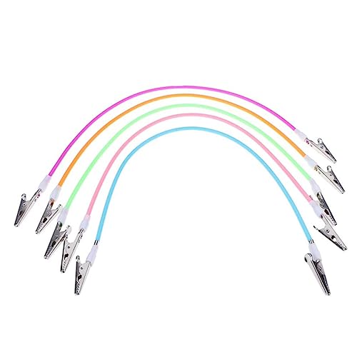 BESTonZON Silicone Napkin Clips Kit 5pcs Bib Holders for Boys and Adults Towel Clip Face Lanyard Elastic Soft Random Colors Stain-