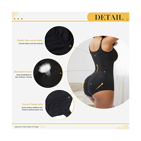 FeelinGirl-Women-Shapewear-Bodysuit-Tummy-Control-Fajas-Body-Shaper-for-Women-with-Zipper FeelinGirl Fajas Colombians Shapewear for Women Tummy Control Post Surgery Compression Garment Black XL