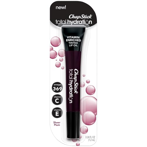 ChapStick Total Hydration Vitamin Enriched Sheer Plum Tinted Lip Oil Tube, Lip Care - 0.24 Oz
