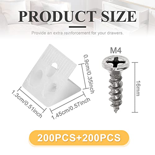 40 Stück Rückwandschrauben, WitBicg Schubladenboden Verstärkung Rückwandverbinder Schrankrückwand Unstoff Keile Schrankrückwand Mit Schrauben - Reparieren Sie Ihre Schlaffen Kommodenschubladen, Weiß