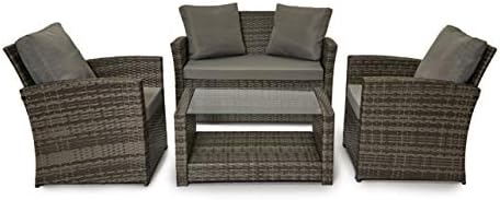 EVRE 4 Seater Rattan Garden Conservatory Patio Furniture Sofa Arm...